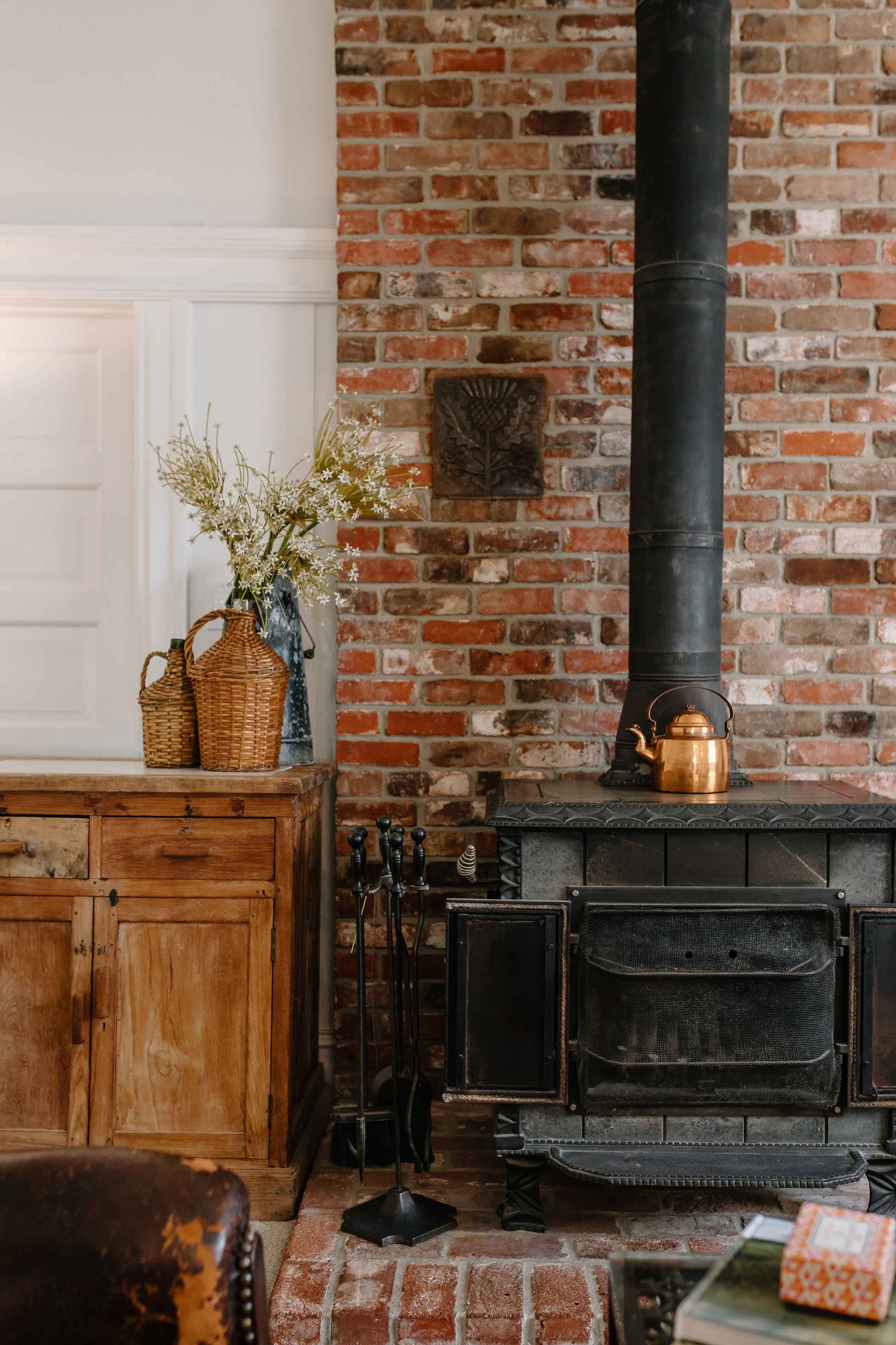 inside wood stove on the inn to remember